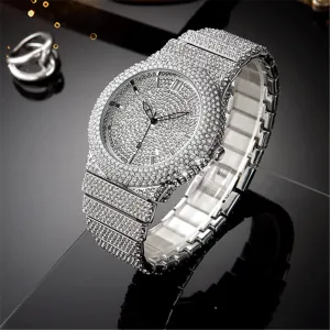 Affordable Luxury Style Diamond-embedded Watch Men's Color Calendar Quartz Watch 