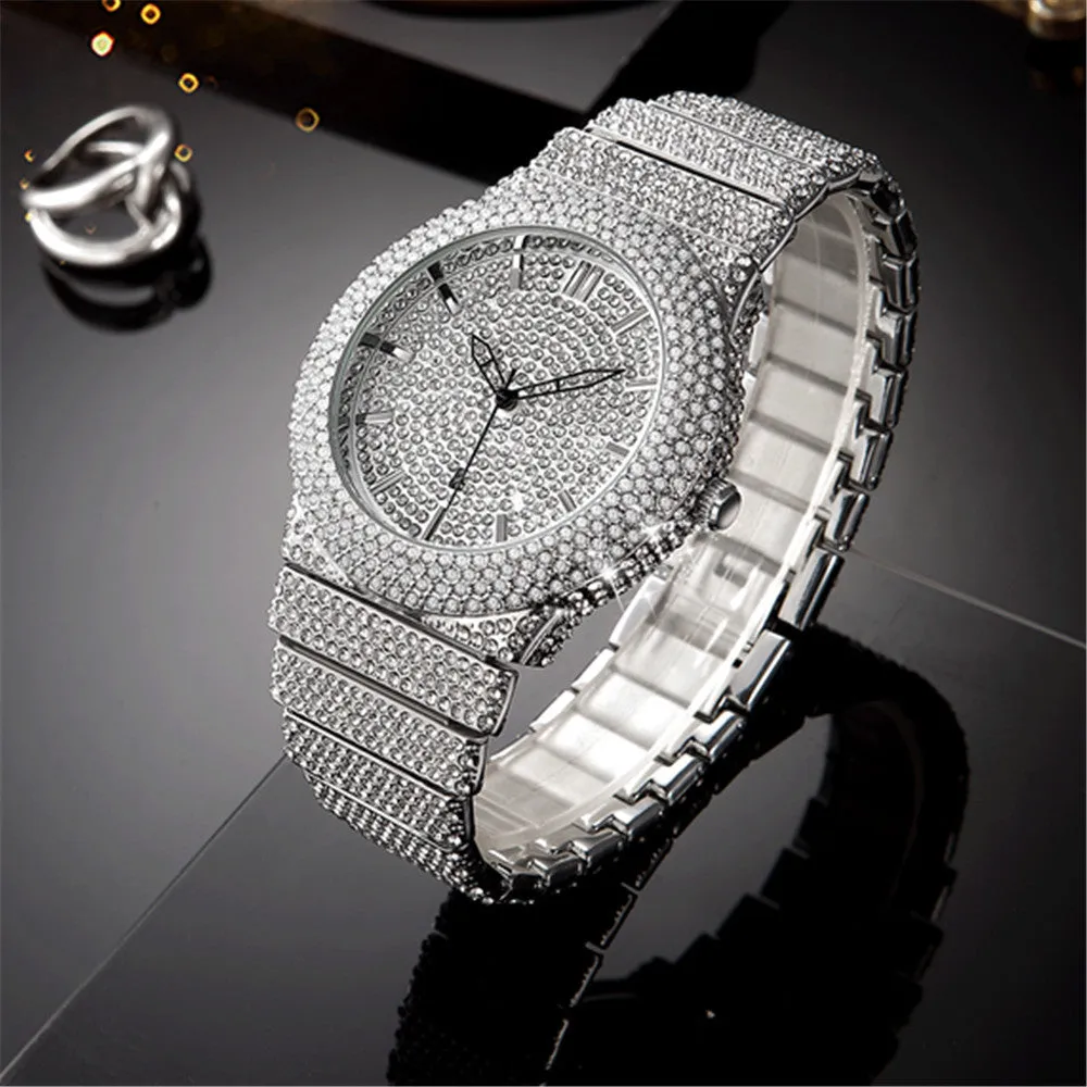 Affordable Luxury Style Diamond-embedded Watch Men's Color Calendar Quartz Watch 
