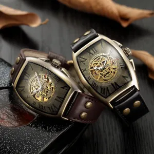 Antique Men's Skull Head Ghost Head Bronze Automatic Mechanical Watch 