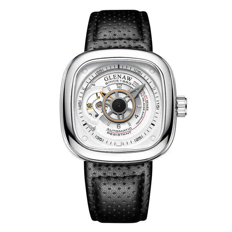 Automatic Hollow Net Red Square Mechanical Watch 