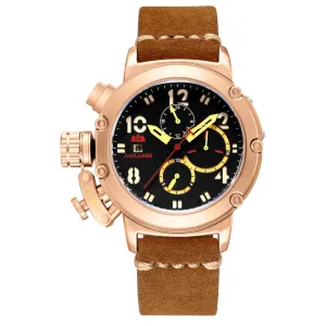 Automatic Mechanical Multifunctional Luminous Leather Rose Gold Men's Watch 