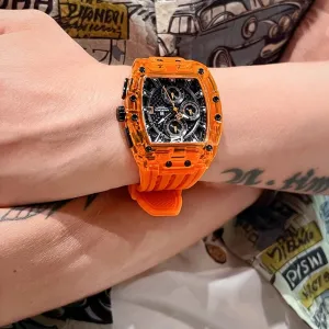 Barrel-type Transparent Shell Silicone Band Colorful Waterproof Watch 