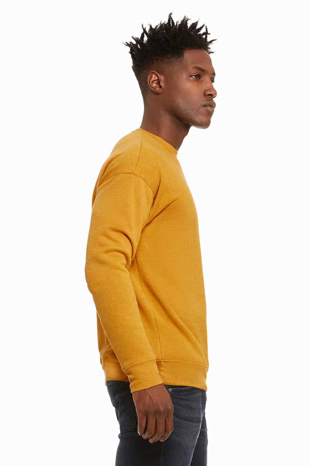 Bella   Canvas Mens Fleece Crewneck Sweatshirt - Heather Mustard Yellow