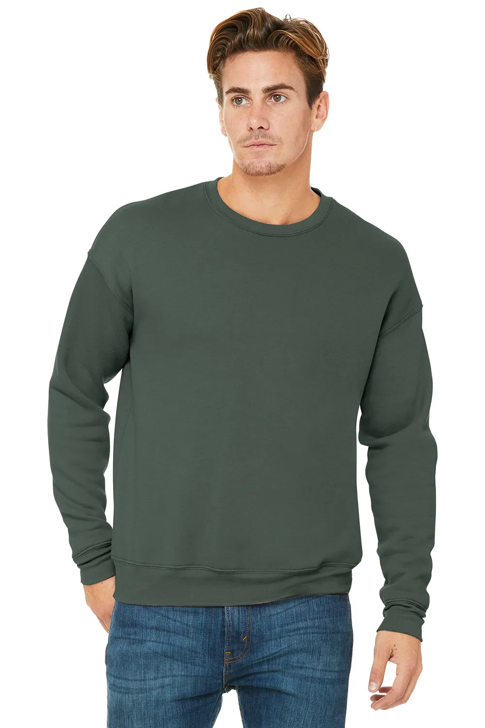 Bella   Canvas Mens Fleece Crewneck Sweatshirt - Military Green
