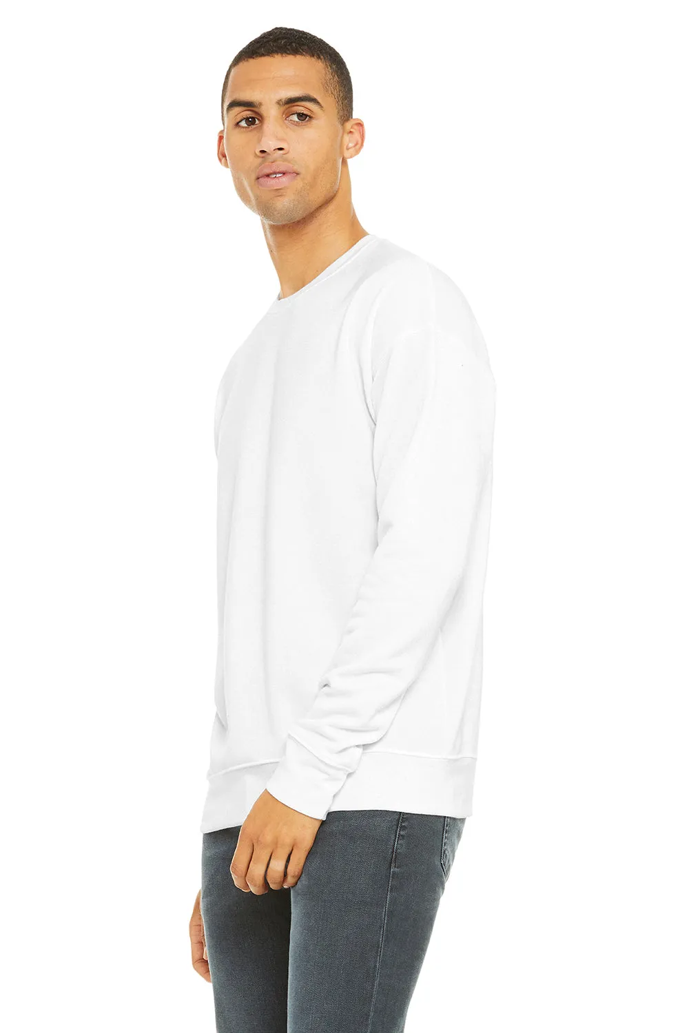 Bella   Canvas Mens Fleece Crewneck Sweatshirt - White