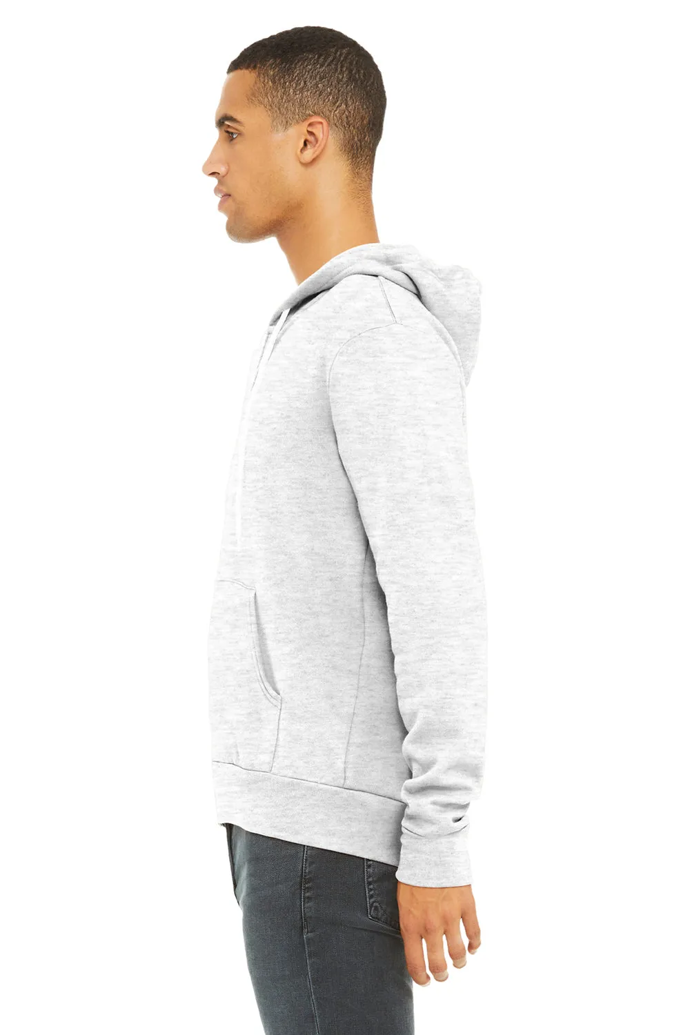 Bella   Canvas Mens Fleece Full Zip Hooded Sweatshirt Hoodie w/ Pockets - Ash Grey