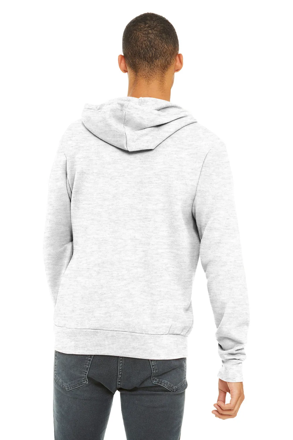 Bella   Canvas Mens Fleece Full Zip Hooded Sweatshirt Hoodie w/ Pockets - Ash Grey