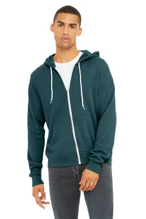 Bella   Canvas Mens Fleece Full Zip Hooded Sweatshirt Hoodie w/ Pockets - Atlantic Blue
