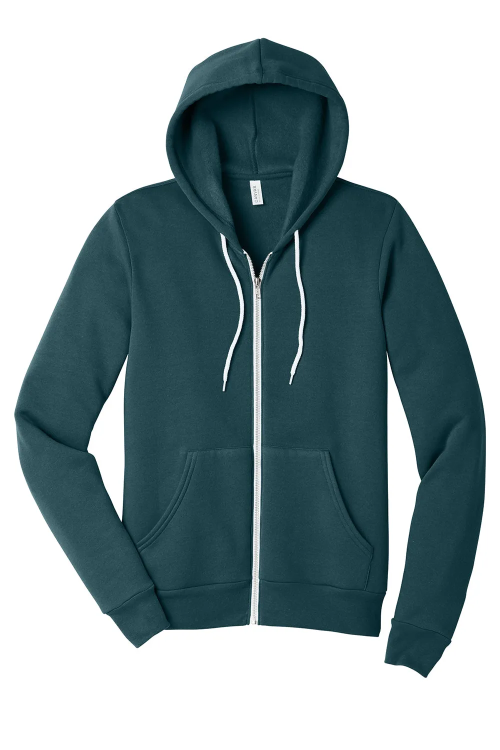 Bella   Canvas Mens Fleece Full Zip Hooded Sweatshirt Hoodie w/ Pockets - Atlantic Blue