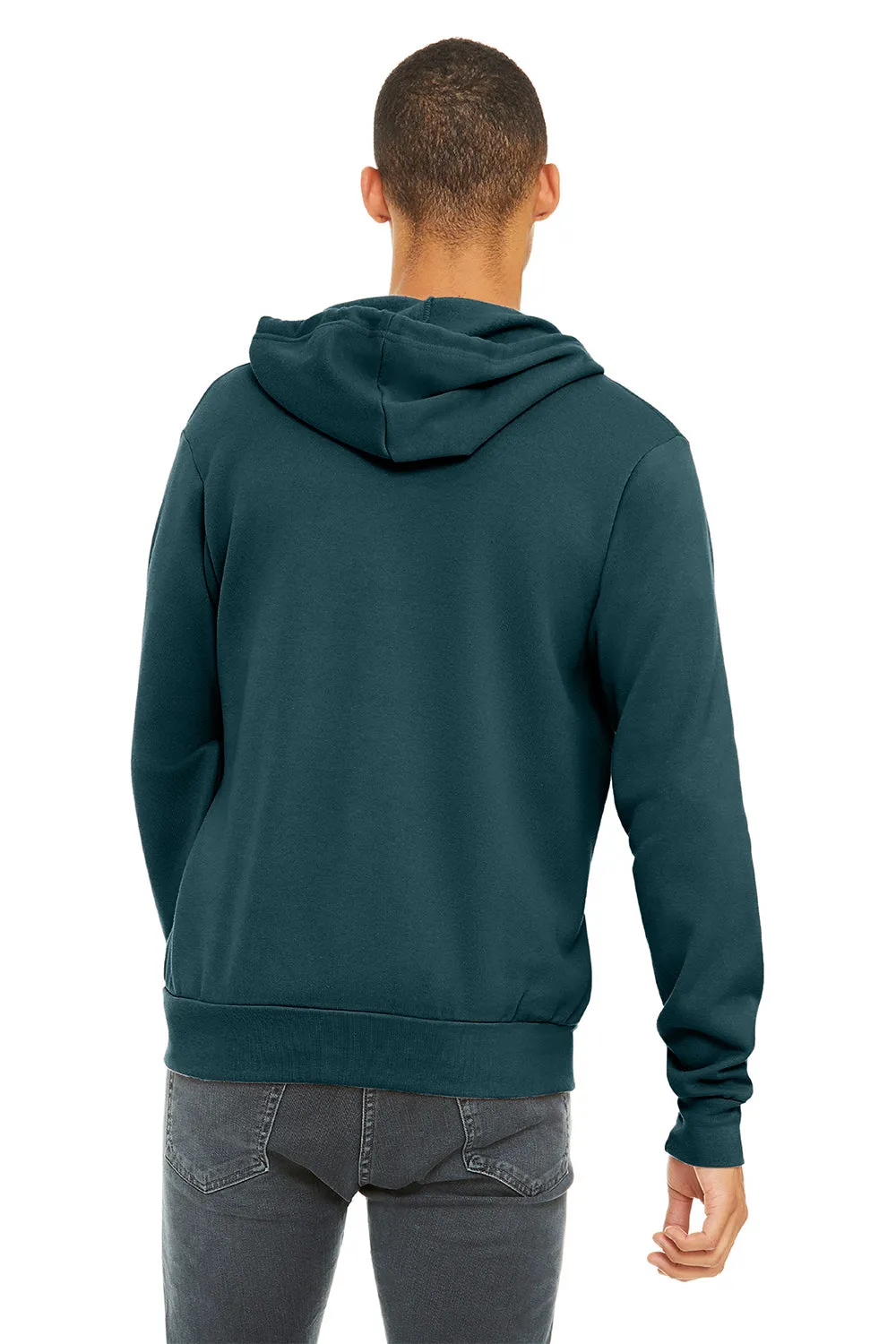 Bella   Canvas Mens Fleece Full Zip Hooded Sweatshirt Hoodie w/ Pockets - Atlantic Blue