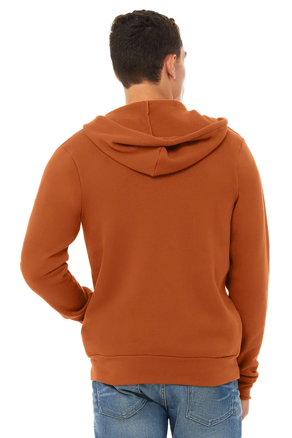 Bella   Canvas Mens Fleece Full Zip Hooded Sweatshirt Hoodie w/ Pockets - Autumn Orange