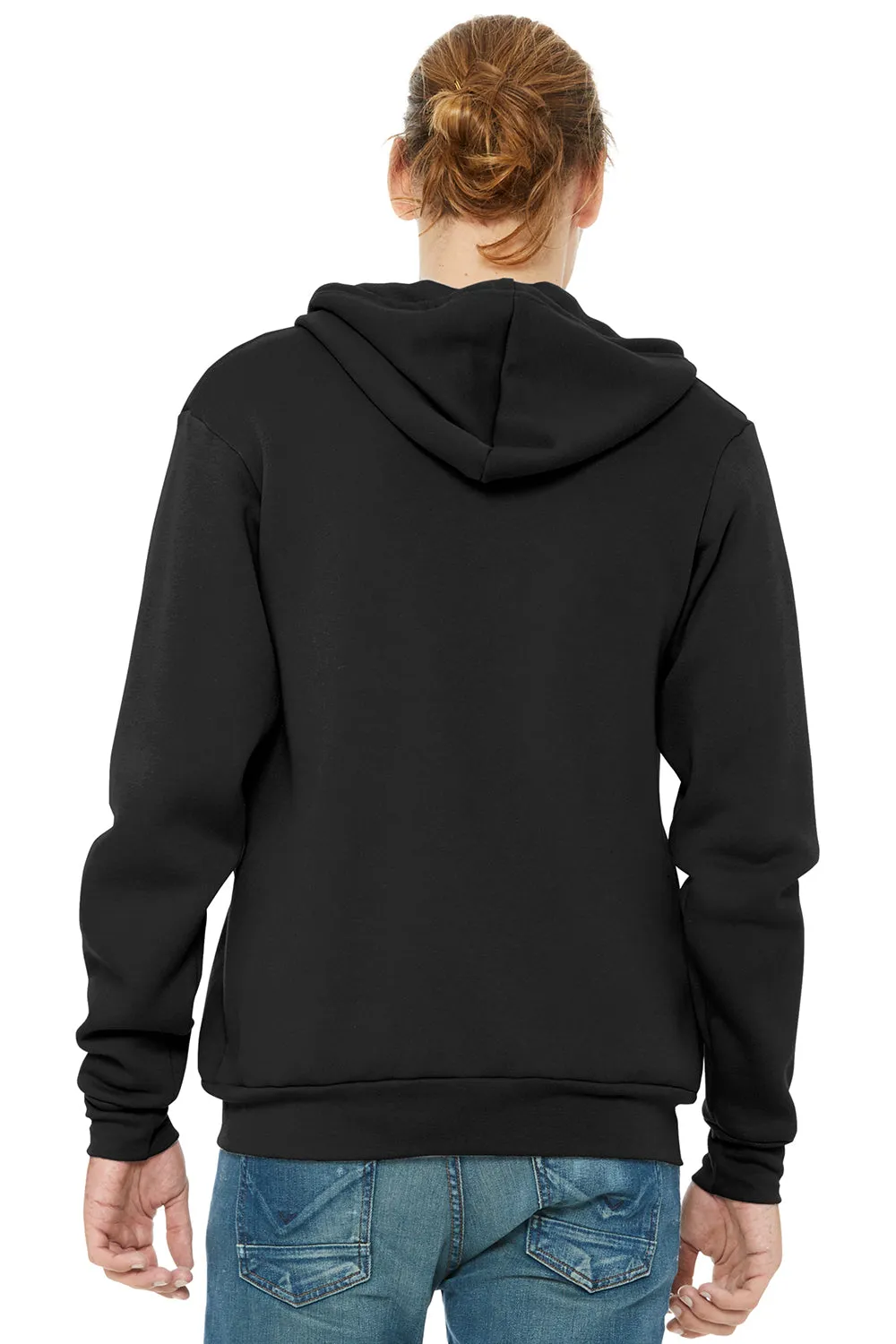 Bella   Canvas Mens Fleece Full Zip Hooded Sweatshirt Hoodie w/ Pockets - Black