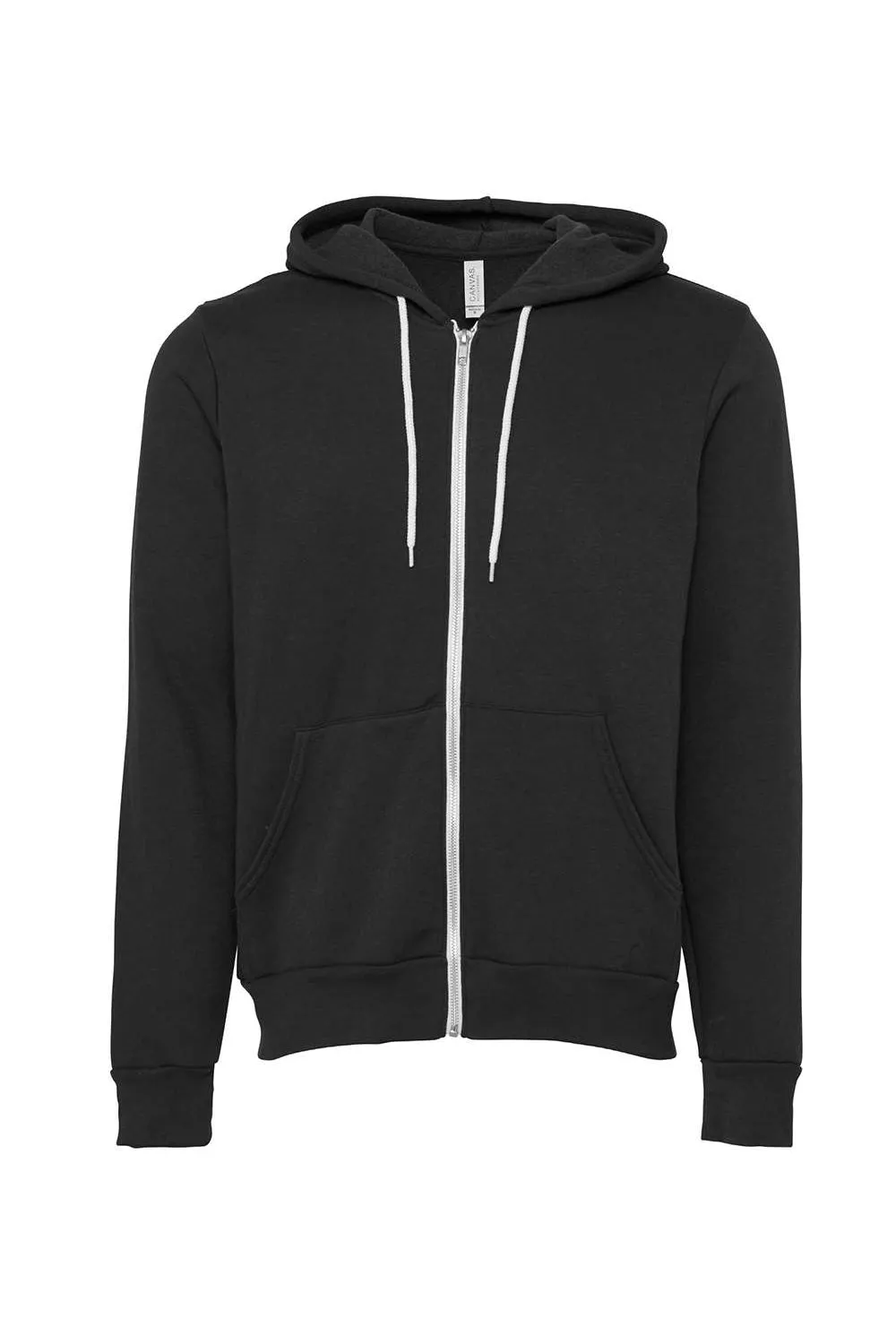 Bella   Canvas Mens Fleece Full Zip Hooded Sweatshirt Hoodie w/ Pockets - DTG Dark Grey - Closeout
