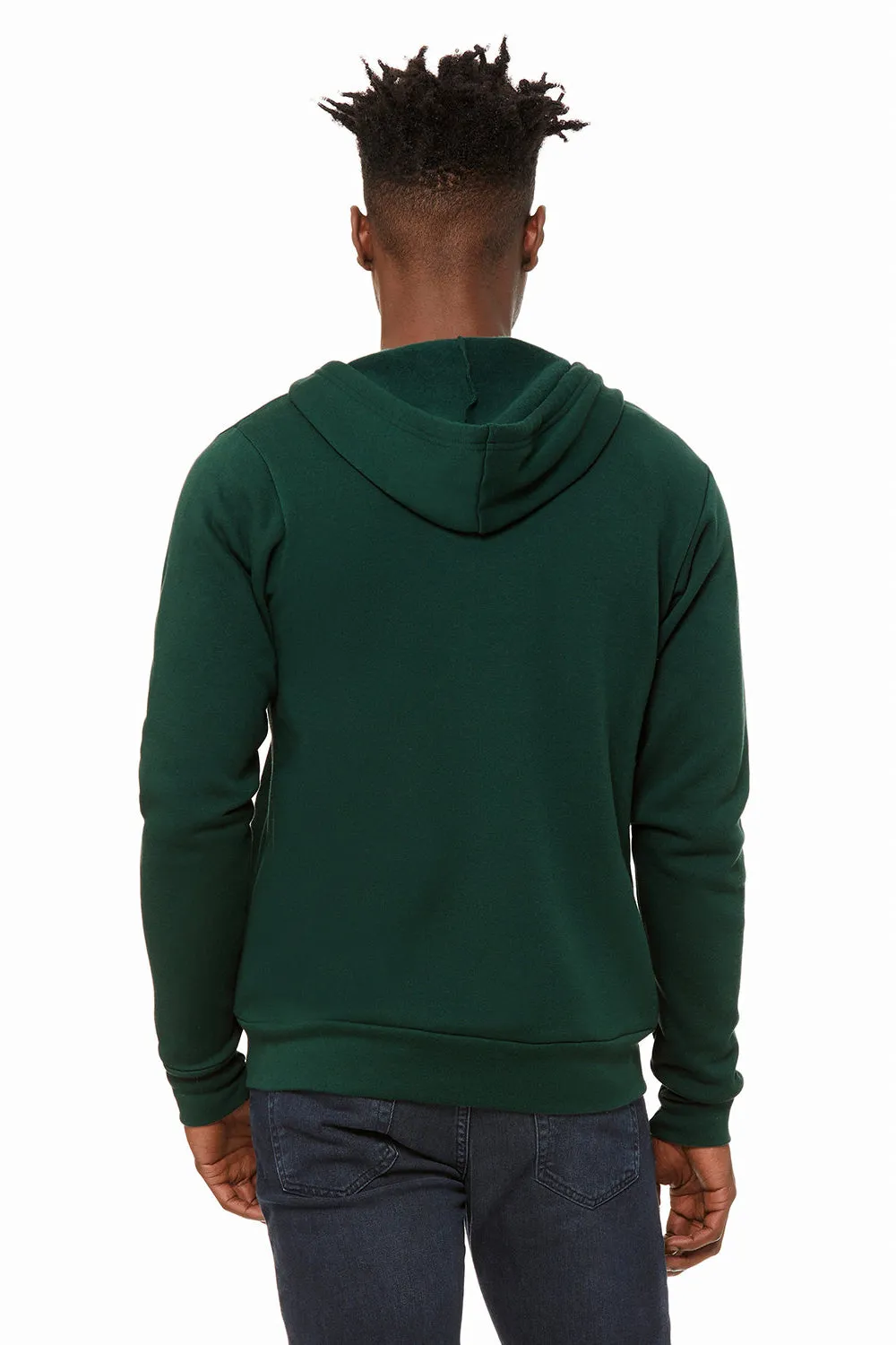 Bella   Canvas Mens Fleece Full Zip Hooded Sweatshirt Hoodie w/ Pockets - Forest Green