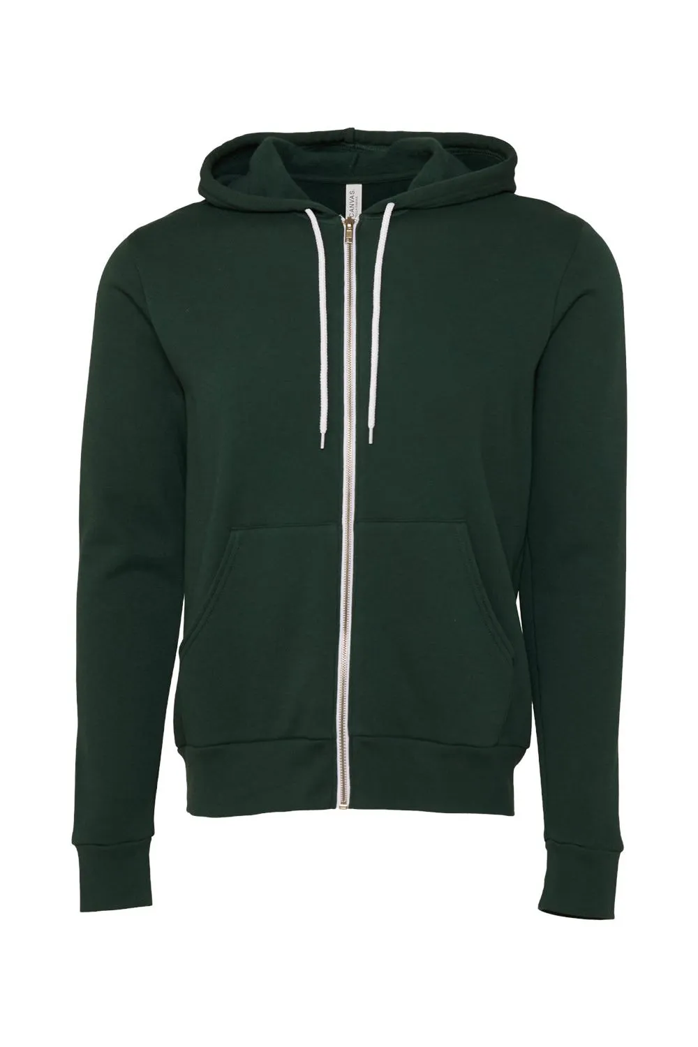 Bella   Canvas Mens Fleece Full Zip Hooded Sweatshirt Hoodie w/ Pockets - Forest Green