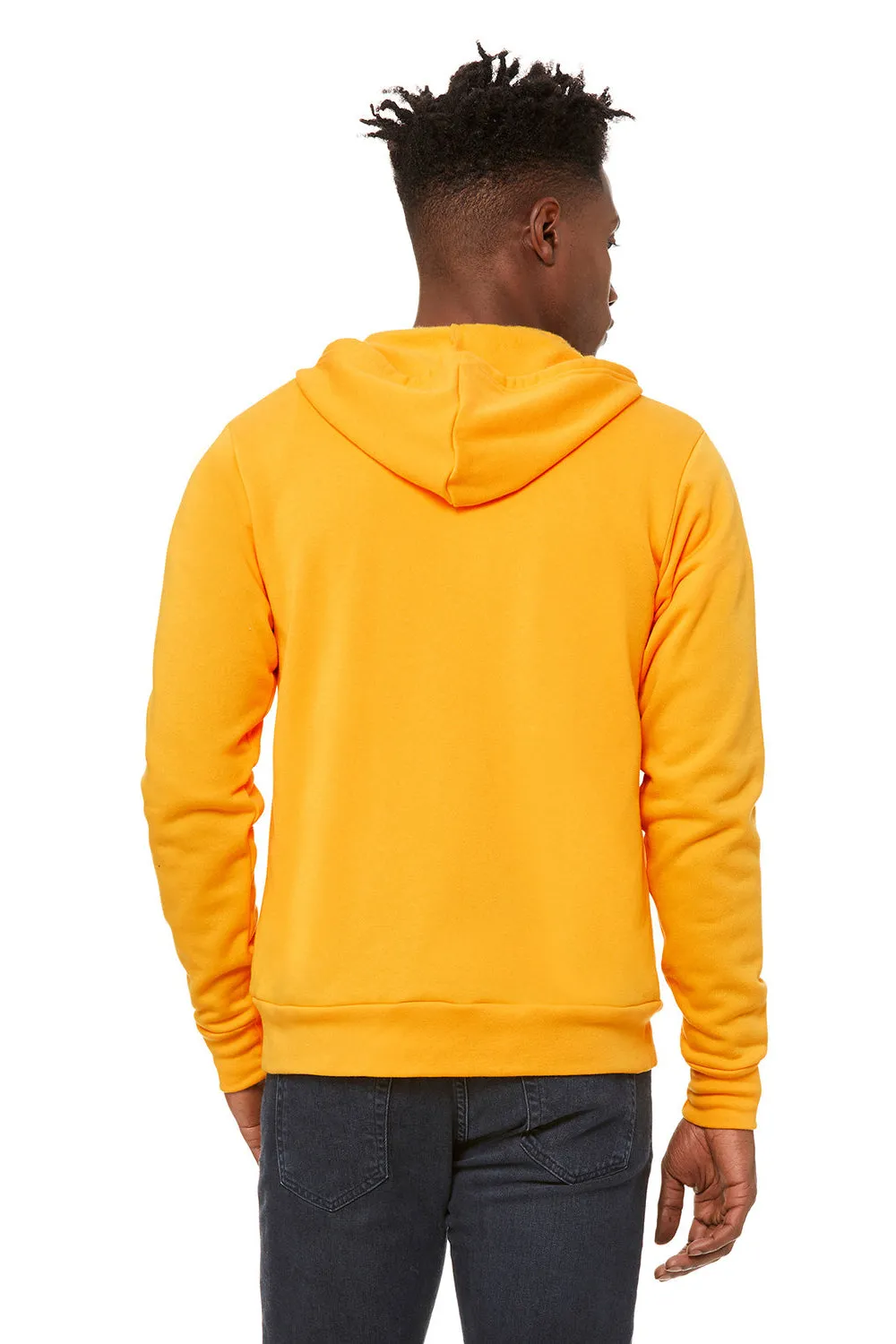 Bella   Canvas Mens Fleece Full Zip Hooded Sweatshirt Hoodie w/ Pockets - Gold