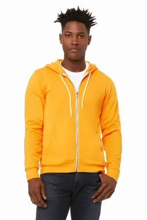 Bella   Canvas Mens Fleece Full Zip Hooded Sweatshirt Hoodie w/ Pockets - Gold