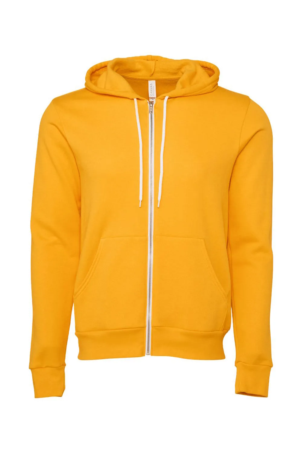 Bella   Canvas Mens Fleece Full Zip Hooded Sweatshirt Hoodie w/ Pockets - Gold