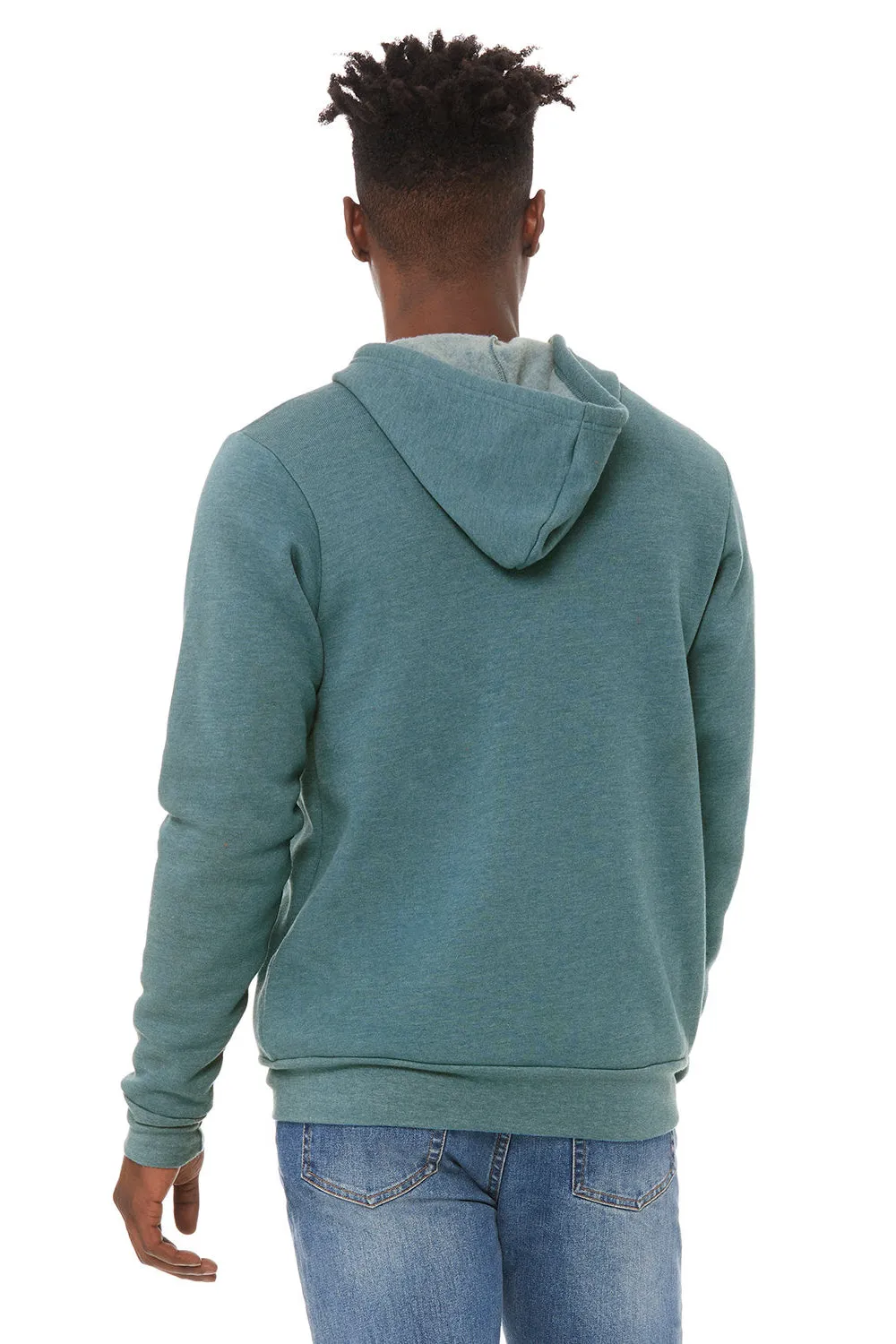 Bella   Canvas Mens Fleece Full Zip Hooded Sweatshirt Hoodie w/ Pockets - Heather Deep Teal