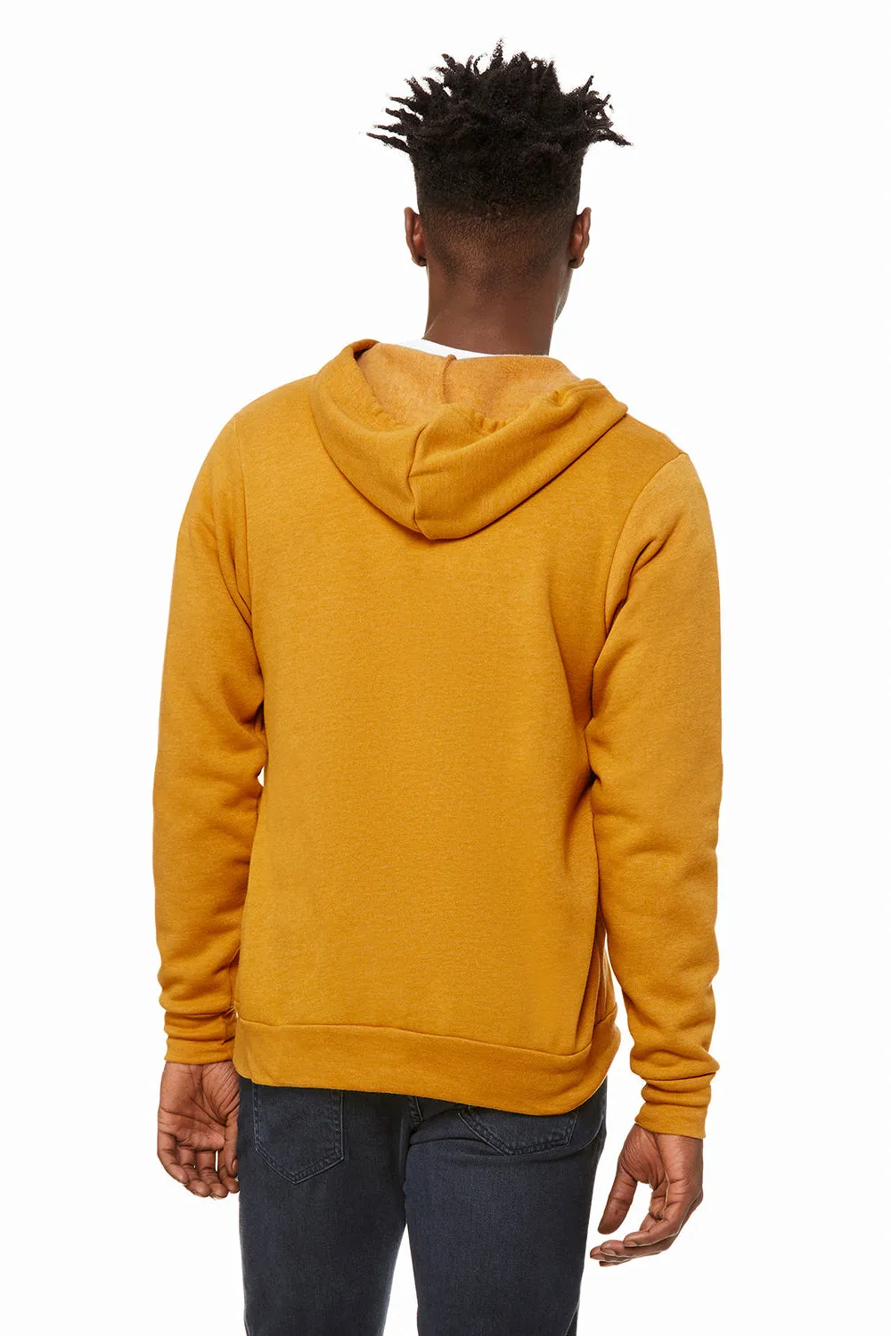 Bella   Canvas Mens Fleece Full Zip Hooded Sweatshirt Hoodie w/ Pockets - Heather Mustard Yellow