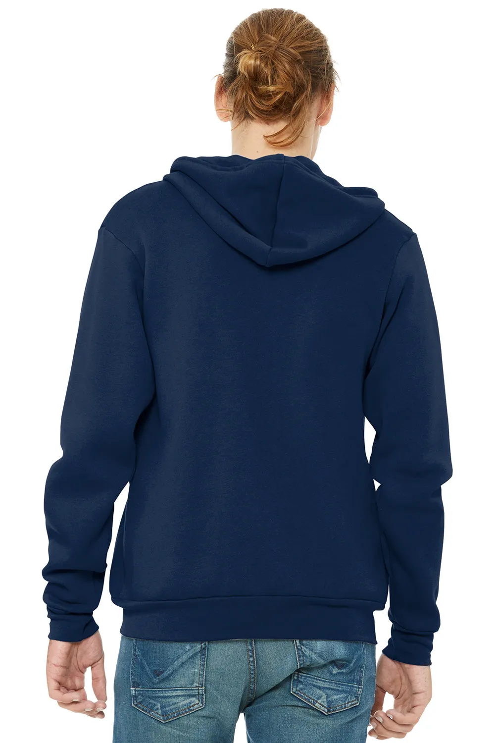 Bella   Canvas Mens Fleece Full Zip Hooded Sweatshirt Hoodie w/ Pockets - Navy Blue
