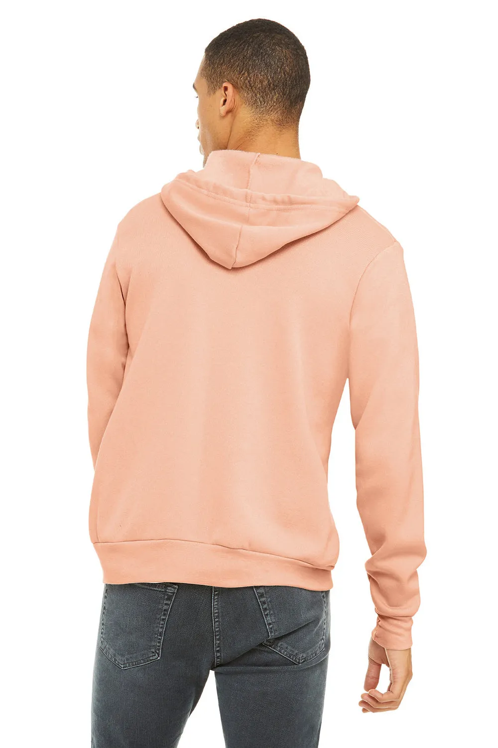 Bella   Canvas Mens Fleece Full Zip Hooded Sweatshirt Hoodie w/ Pockets - Peach