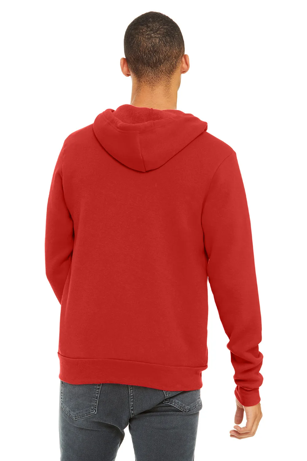 Bella   Canvas Mens Fleece Full Zip Hooded Sweatshirt Hoodie w/ Pockets - Red