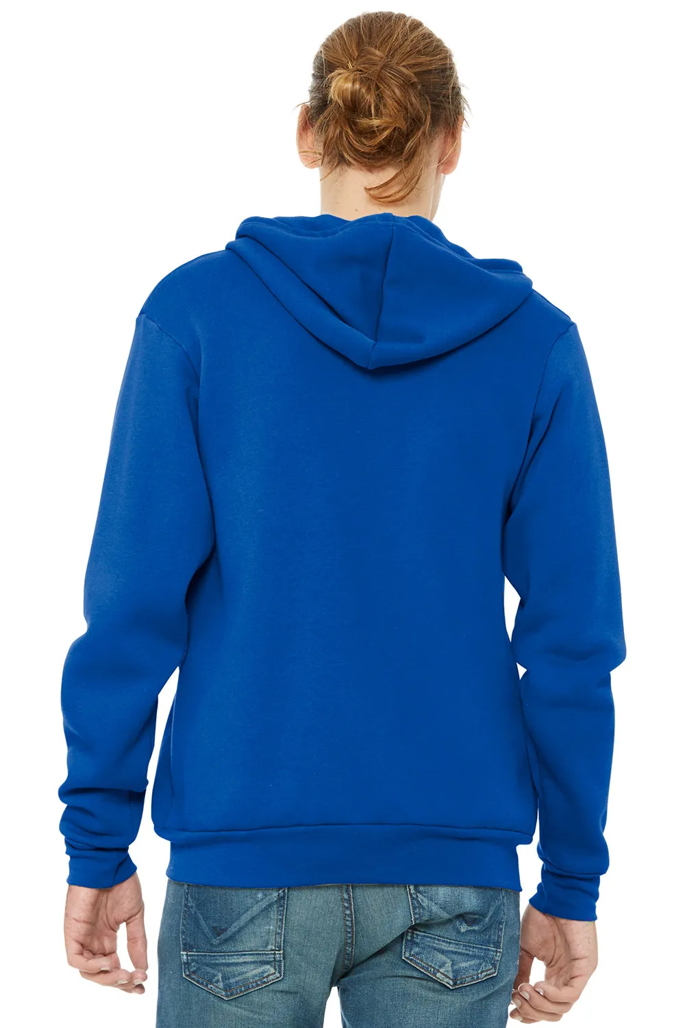 Bella   Canvas Mens Fleece Full Zip Hooded Sweatshirt Hoodie w/ Pockets - True Royal Blue
