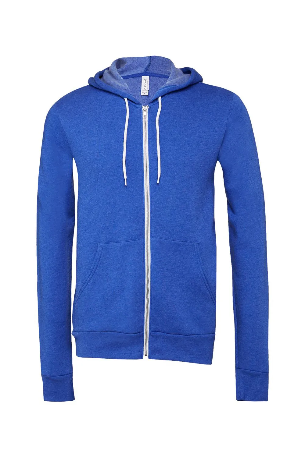 Bella   Canvas Mens Fleece Full Zip Hooded Sweatshirt Hoodie w/ Pockets - True Royal Blue