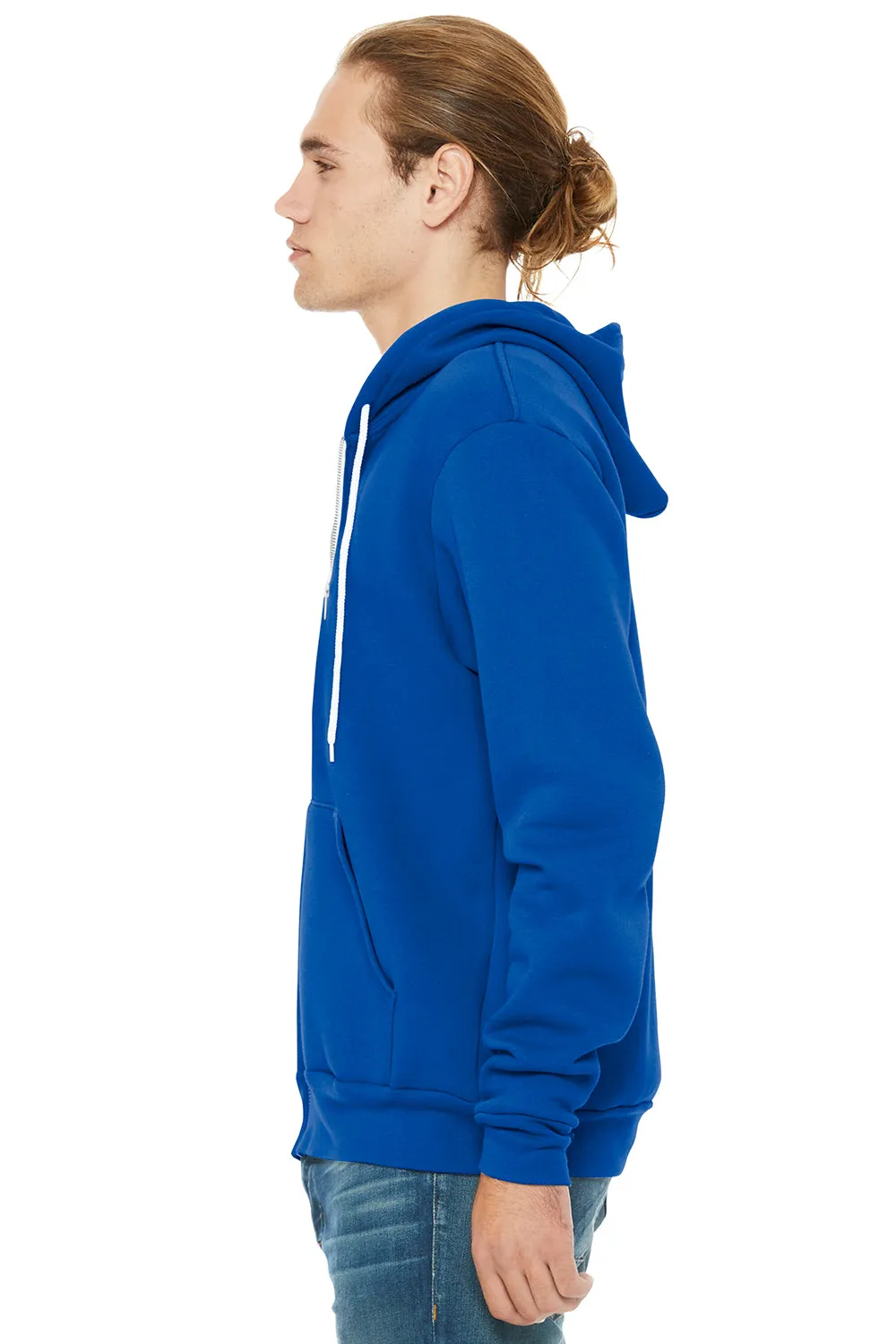 Bella   Canvas Mens Fleece Full Zip Hooded Sweatshirt Hoodie w/ Pockets - True Royal Blue
