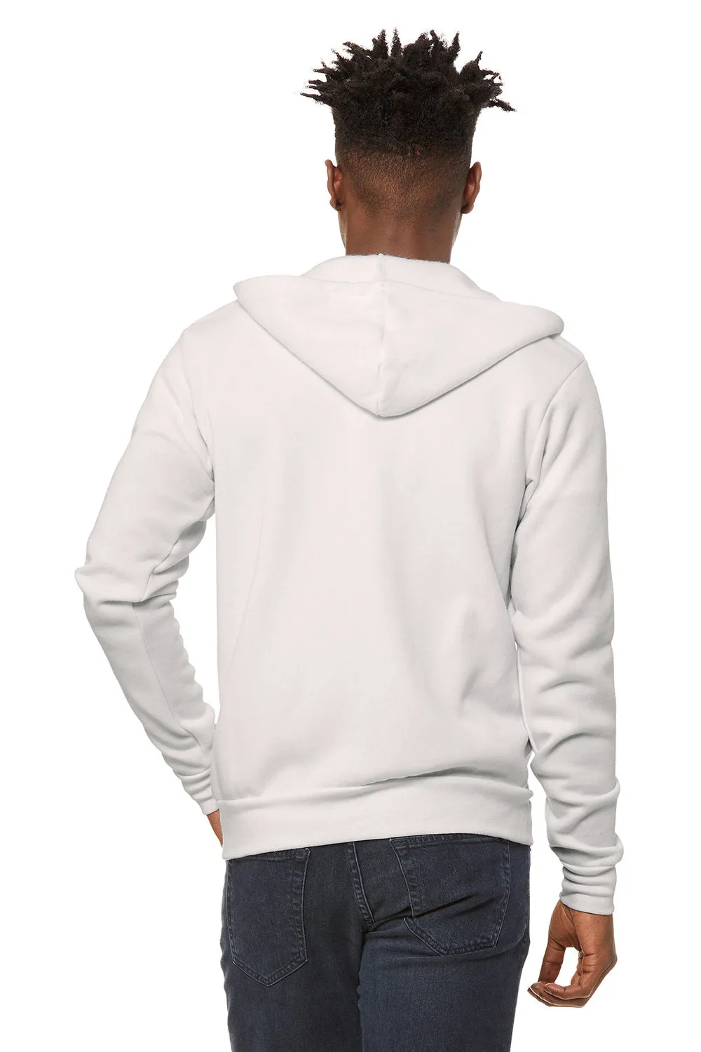 Bella   Canvas Mens Fleece Full Zip Hooded Sweatshirt Hoodie w/ Pockets - Vintage White