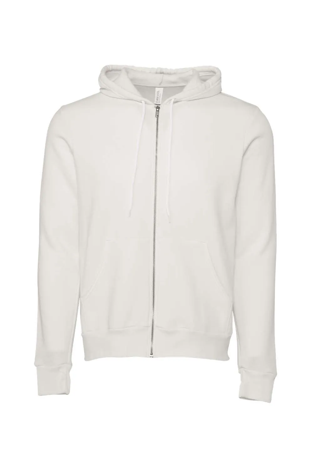 Bella   Canvas Mens Fleece Full Zip Hooded Sweatshirt Hoodie w/ Pockets - Vintage White