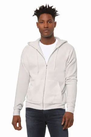 Bella   Canvas Mens Fleece Full Zip Hooded Sweatshirt Hoodie w/ Pockets - Vintage White