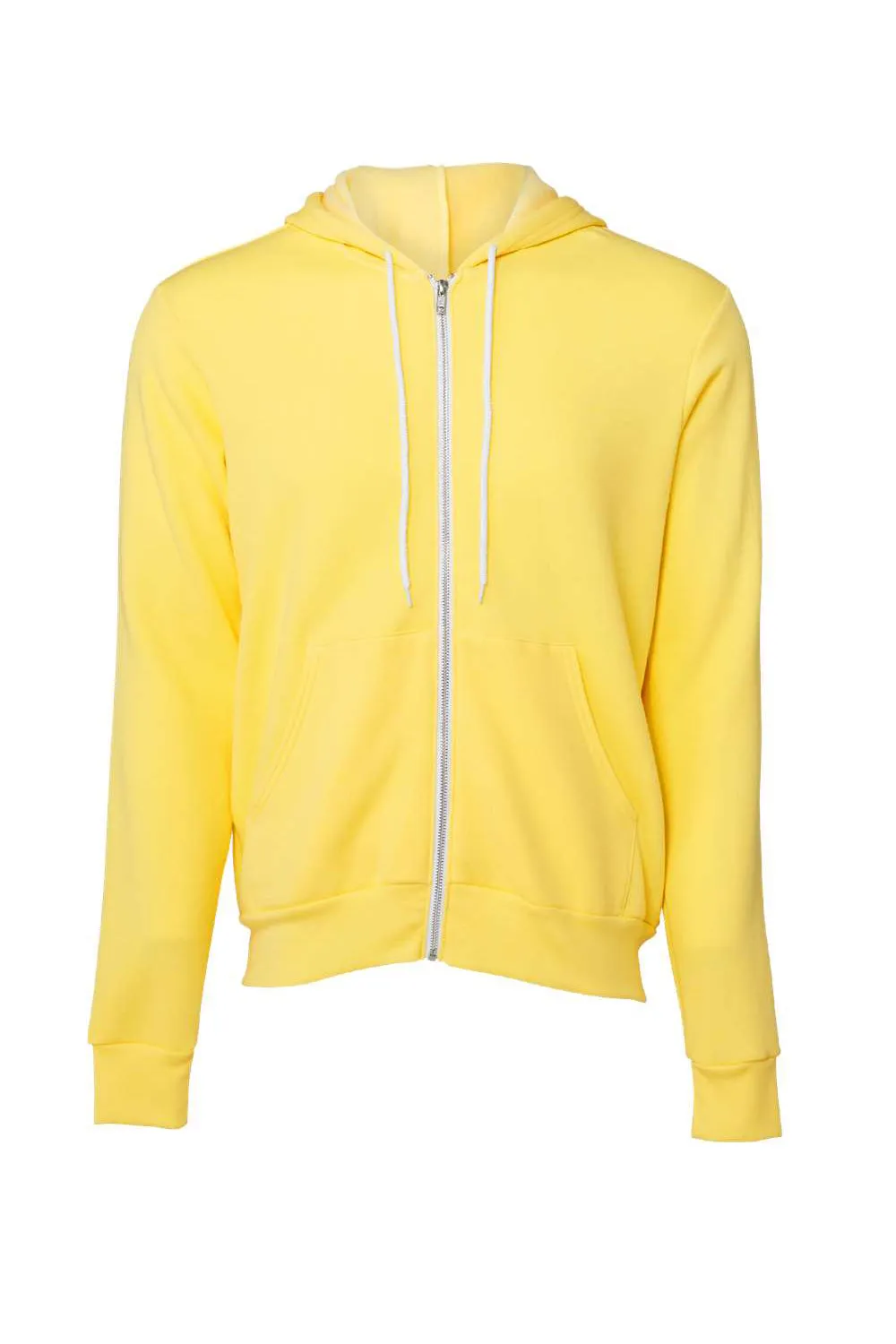 Bella   Canvas Mens Fleece Full Zip Hooded Sweatshirt Hoodie w/ Pockets - Yellow