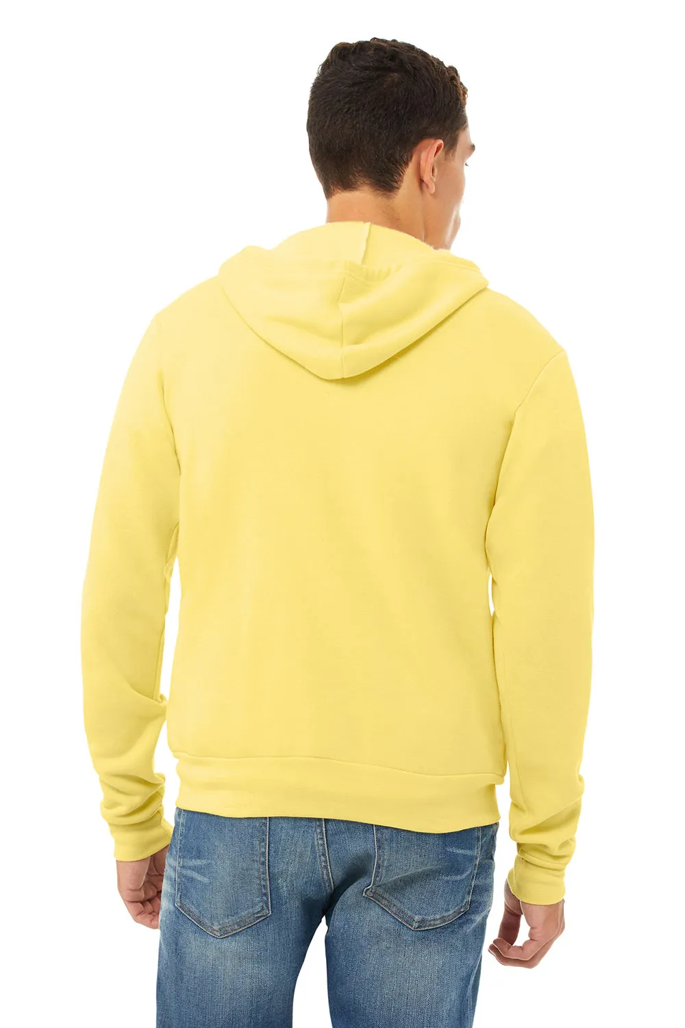 Bella   Canvas Mens Fleece Full Zip Hooded Sweatshirt Hoodie w/ Pockets - Yellow
