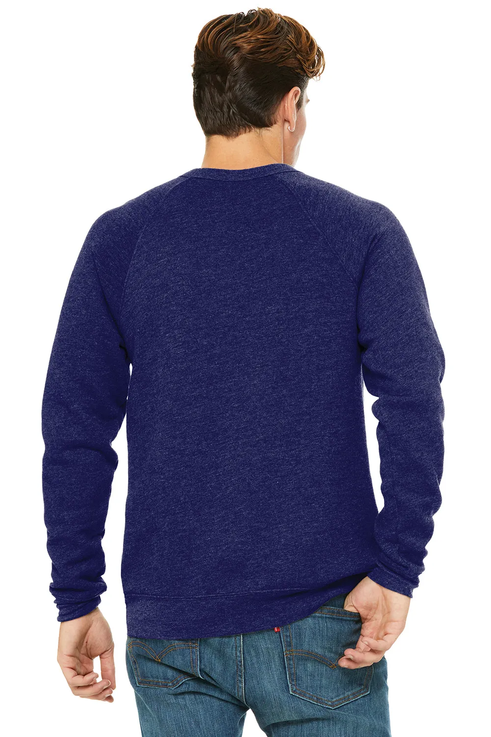 Bella   Canvas Mens Sponge Fleece Crewneck Sweatshirt - Navy Blue Triblend - Closeout