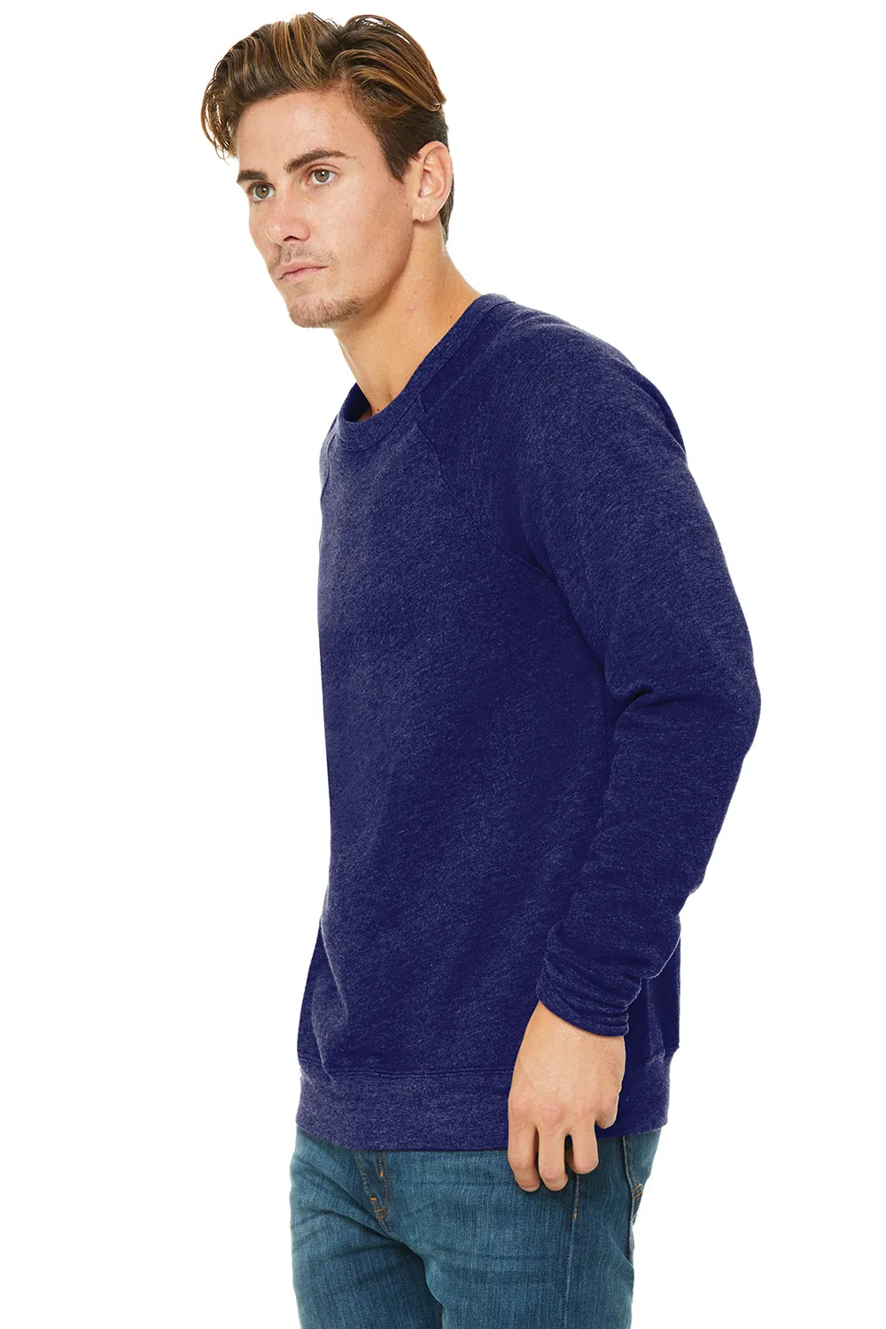 Bella   Canvas Mens Sponge Fleece Crewneck Sweatshirt - Navy Blue Triblend - Closeout
