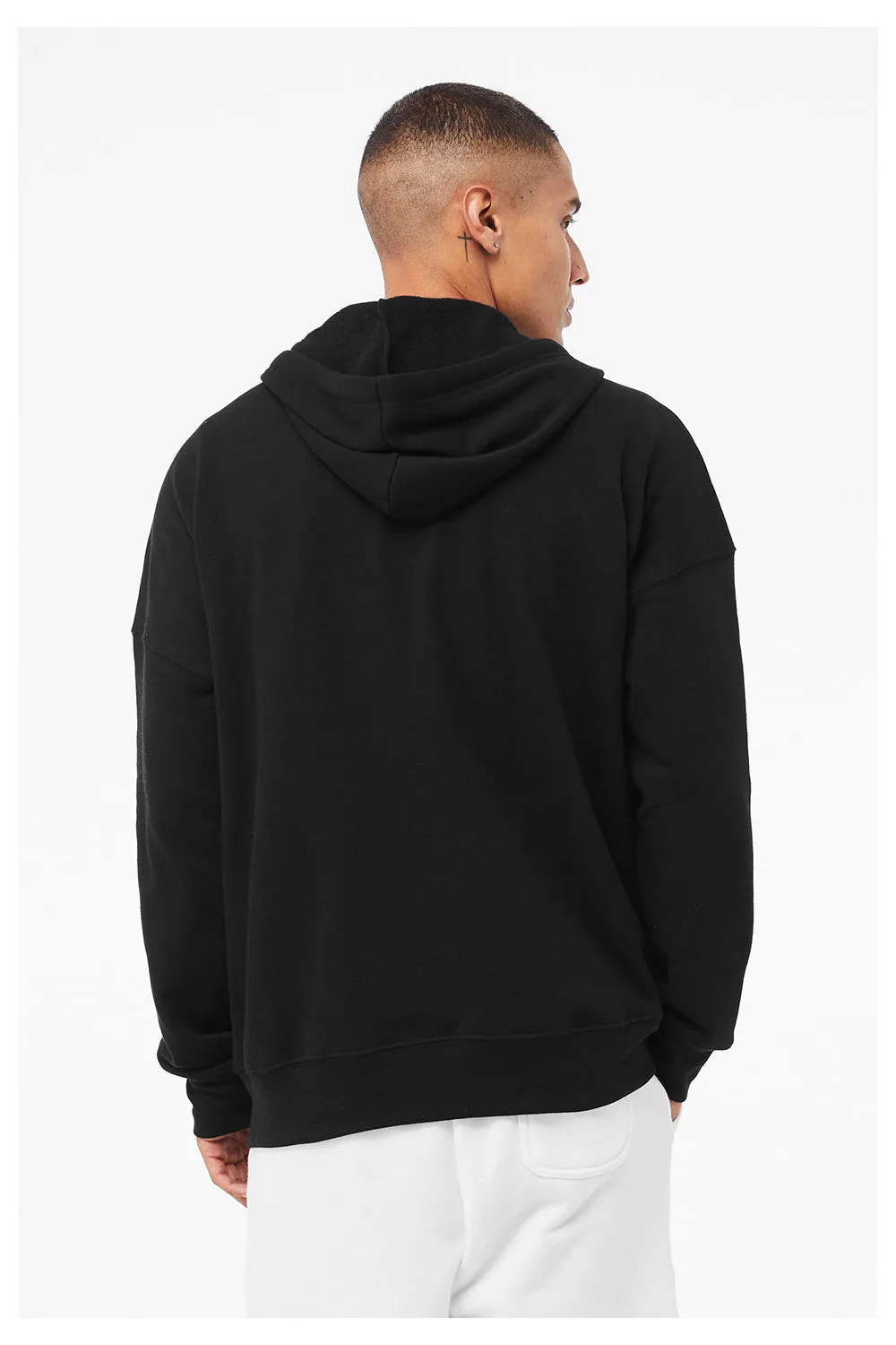 Bella   Canvas Mens Sponge Fleece Full Zip Hooded Sweatshirt Hoodie w/ Pockets - Black