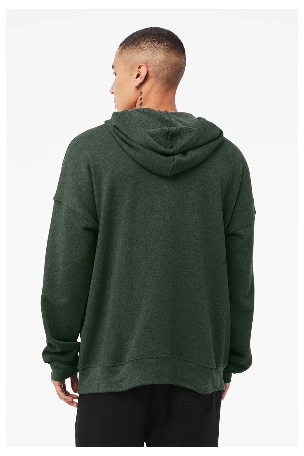 Bella   Canvas Mens Sponge Fleece Full Zip Hooded Sweatshirt Hoodie w/ Pockets - Heather Forest Green