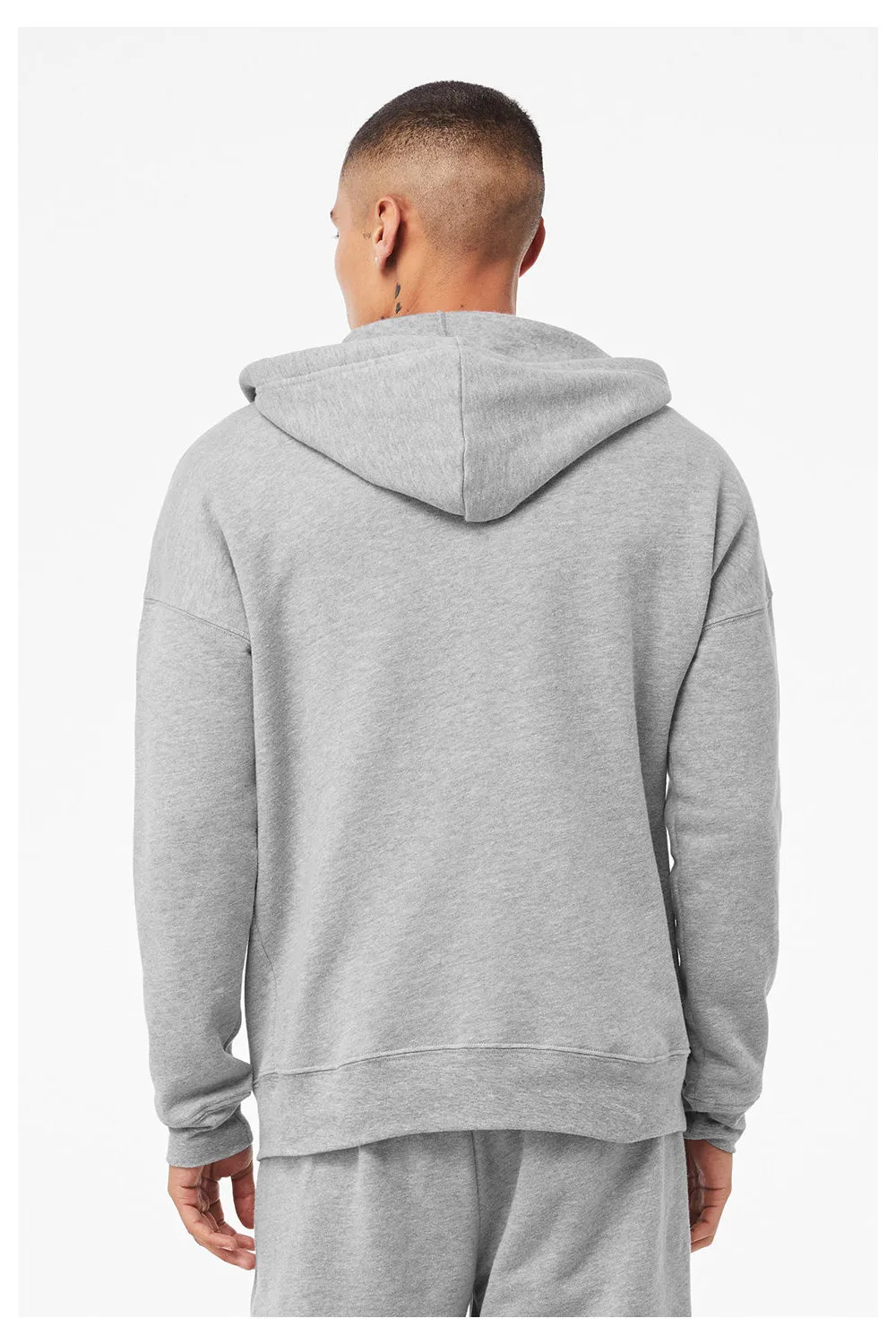 Bella   Canvas Mens Sponge Fleece Full Zip Hooded Sweatshirt Hoodie w/ Pockets - Heather Grey