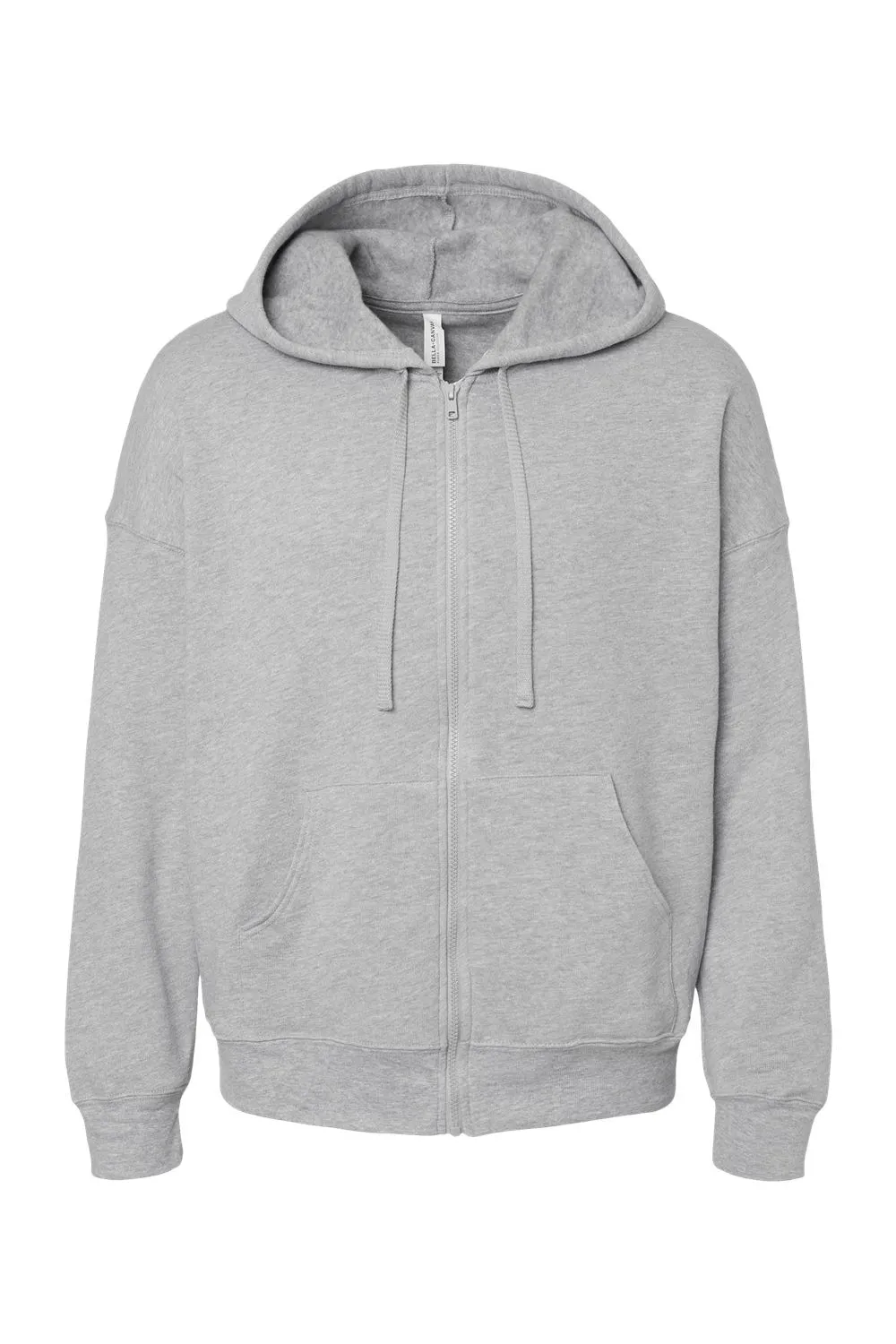Bella   Canvas Mens Sponge Fleece Full Zip Hooded Sweatshirt Hoodie w/ Pockets - Heather Grey