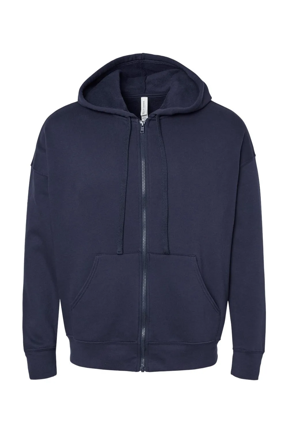 Bella   Canvas Mens Sponge Fleece Full Zip Hooded Sweatshirt Hoodie w/ Pockets - Navy Blue