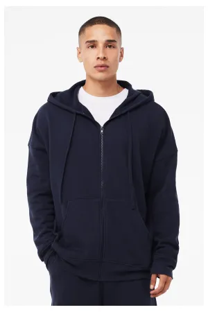 Bella   Canvas Mens Sponge Fleece Full Zip Hooded Sweatshirt Hoodie w/ Pockets - Navy Blue