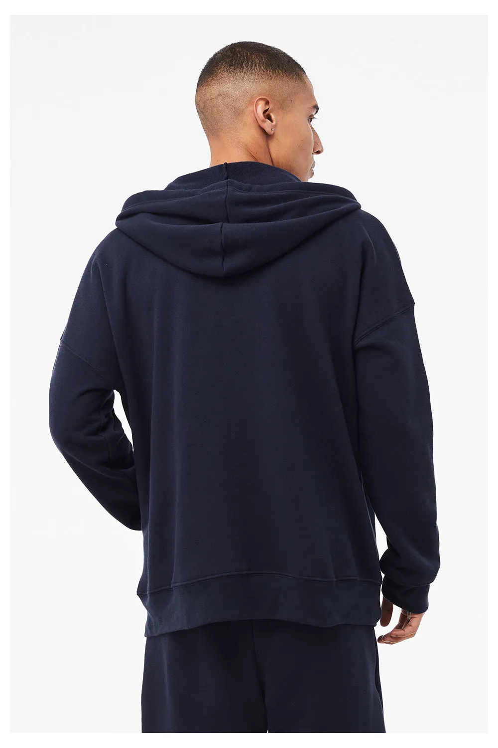 Bella   Canvas Mens Sponge Fleece Full Zip Hooded Sweatshirt Hoodie w/ Pockets - Navy Blue