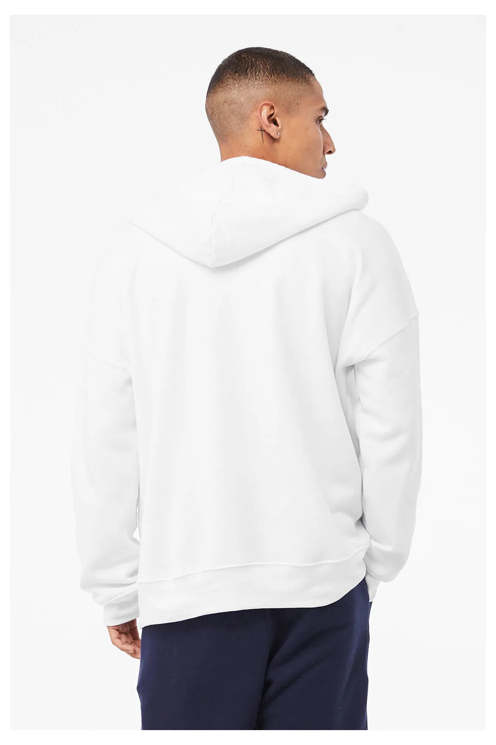 Bella   Canvas Mens Sponge Fleece Full Zip Hooded Sweatshirt Hoodie w/ Pockets - White