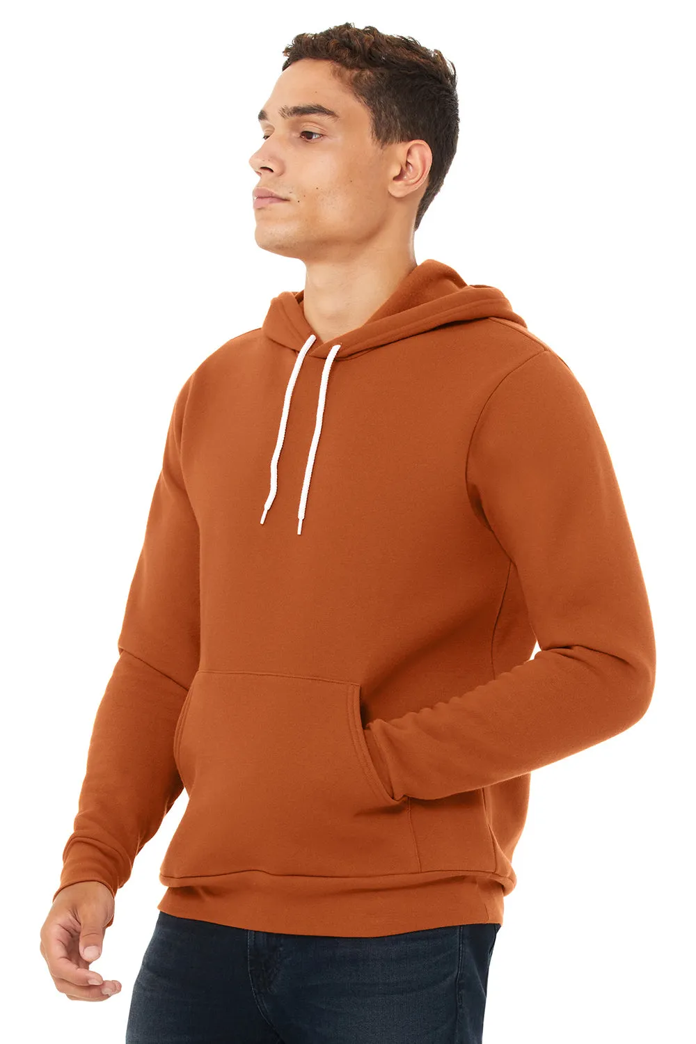Bella   Canvas Mens Sponge Fleece Hooded Sweatshirt Hoodie w/ Pouch Pocket - Autumn Orange