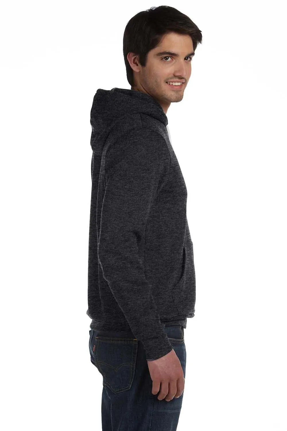 Bella   Canvas Mens Sponge Fleece Hooded Sweatshirt Hoodie w/ Pouch Pocket - Heather Dark Grey