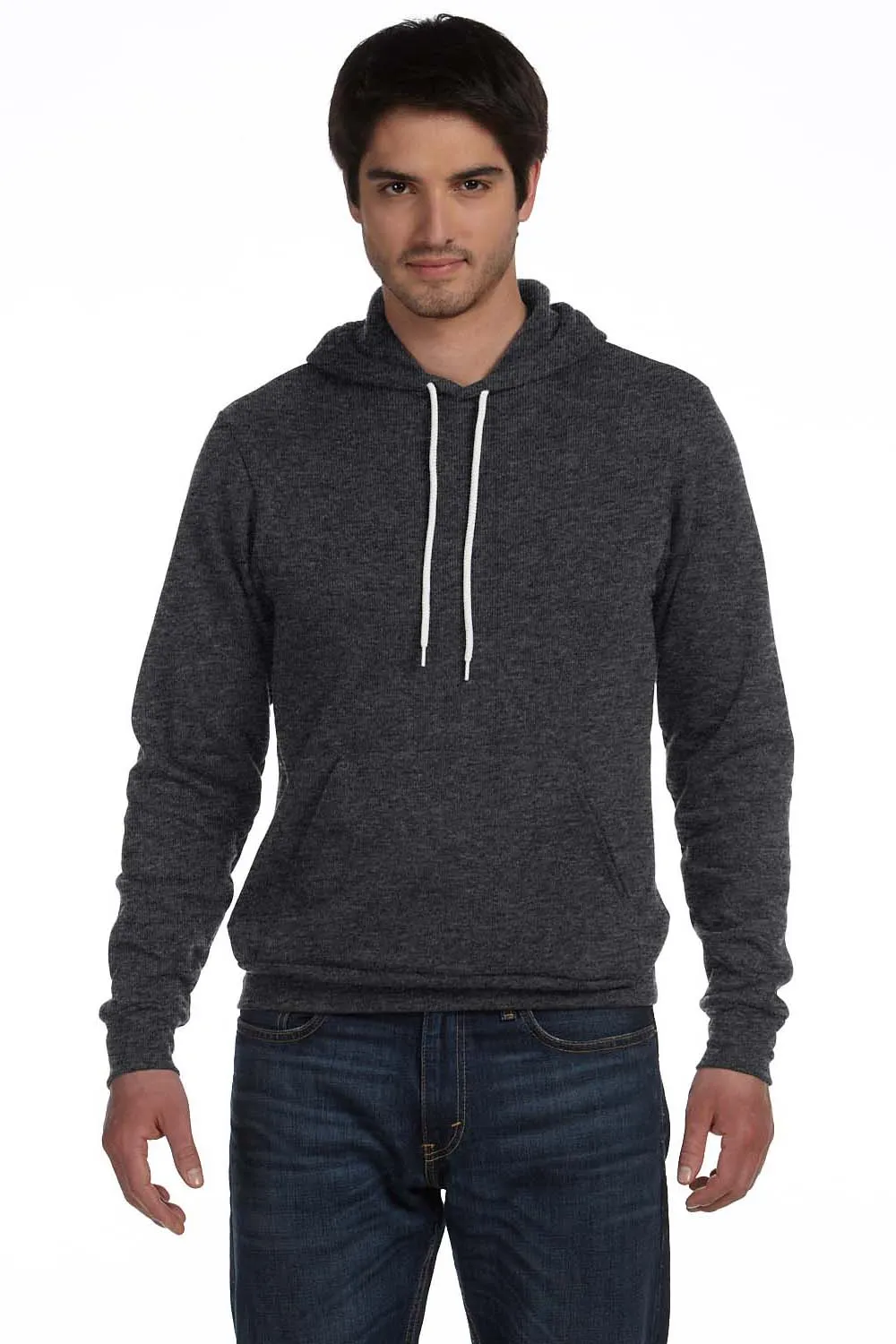 Bella   Canvas Mens Sponge Fleece Hooded Sweatshirt Hoodie w/ Pouch Pocket - Heather Dark Grey