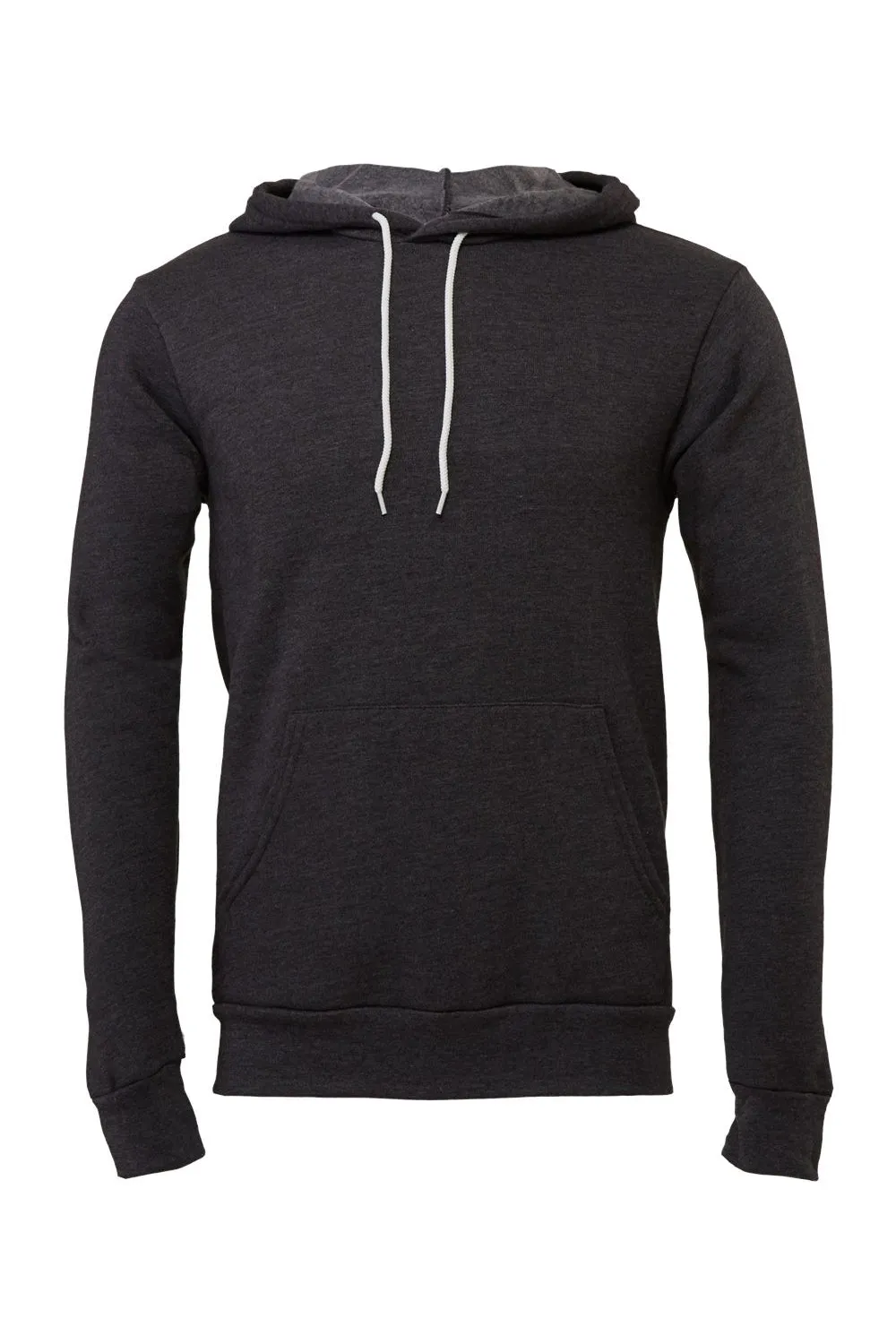 Bella   Canvas Mens Sponge Fleece Hooded Sweatshirt Hoodie w/ Pouch Pocket - Heather Dark Grey