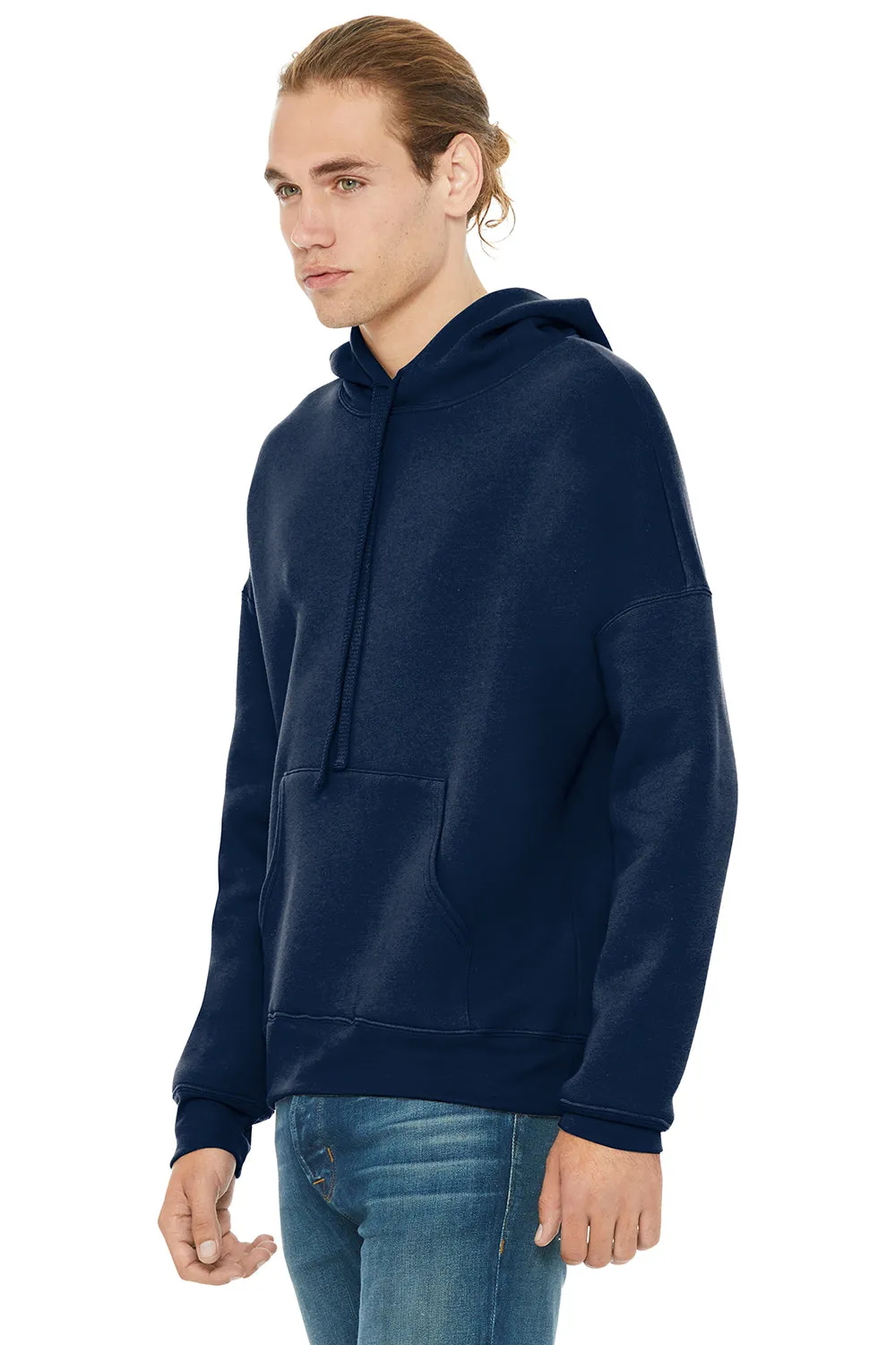 Bella   Canvas Mens Sponge Fleece Hooded Sweatshirt Hoodie w/ Pouch Pocket - Navy Blue
